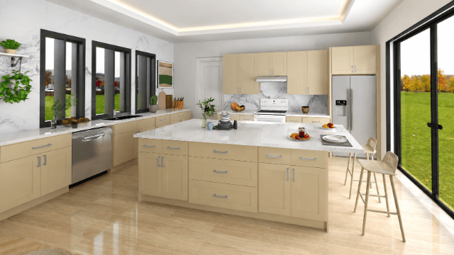 Straight Kitchen with Island - CNC